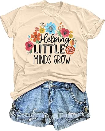 TIEEI "Helping Little Minds Grow" Teacher Shirt For Women - Soft Blend Tee For Preschool & Kindergarten Teachers - View #8