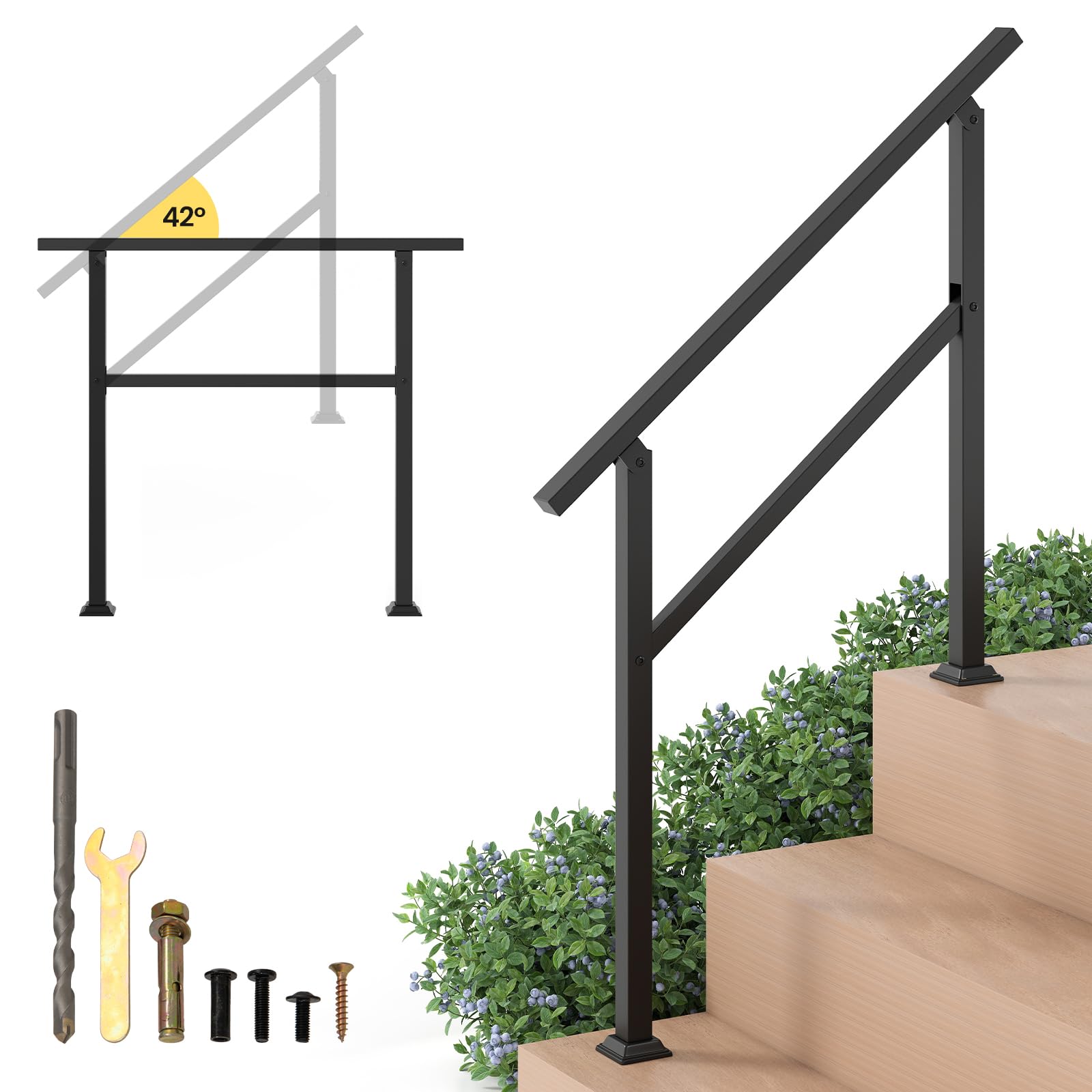 COSTWAY Handlauf Treppengeländer Seitliche Montage flexibler Winkelverstellung 104 cm