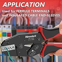 Vista 8 de Newdeli Crimpadora de virola de alambre 24-8 AWG - Herramienta de crimpado de alambre de trinquete para conectores de virola, terminales de cable