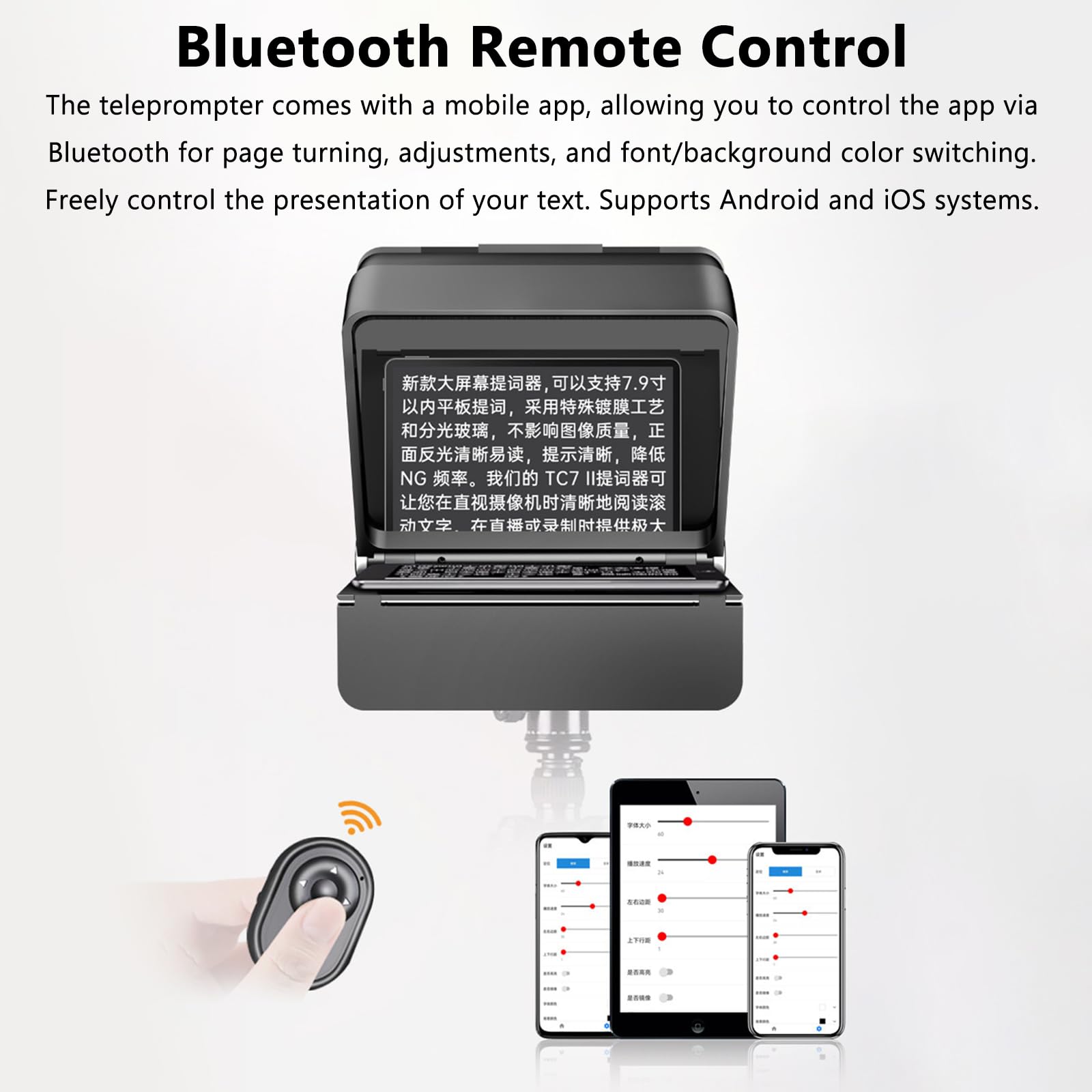 Teleprompter de Pantalla Grande, apuntador Plegable con Desplazamiento automático, Compatible con Lentes Gran Angular de 24-35 M, Desplazamiento automático, Compatible con Control Remoto