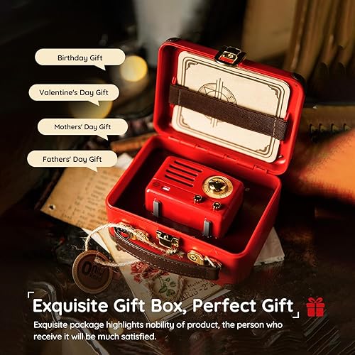 Miniatura 7 de Altavoz Bluetooth portátil Muzen, pequeño altavoz retro inalámbrico de metal OTR, radio FM con antena AUX, más de 10h de reproducción, audio estéreo