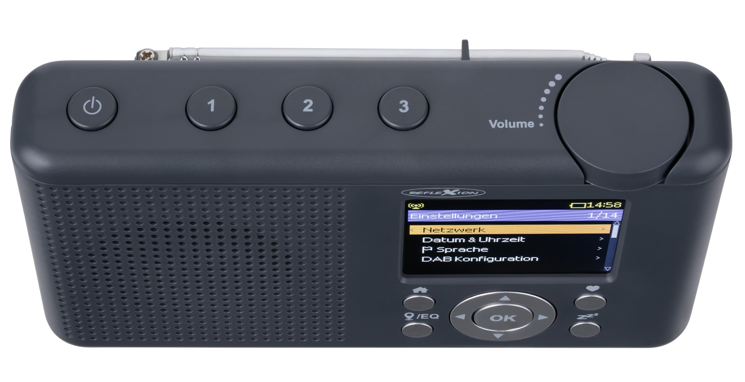 Reflexion TRA23I/GR, przenośne radio internetowe z radiem internetowym UKW DAB/DAB+ (16 W), kolorowy wyświetlacz, zasilanie sieciowe i bateryjne, 99 miejsc pamięci stacji, kolor czarny