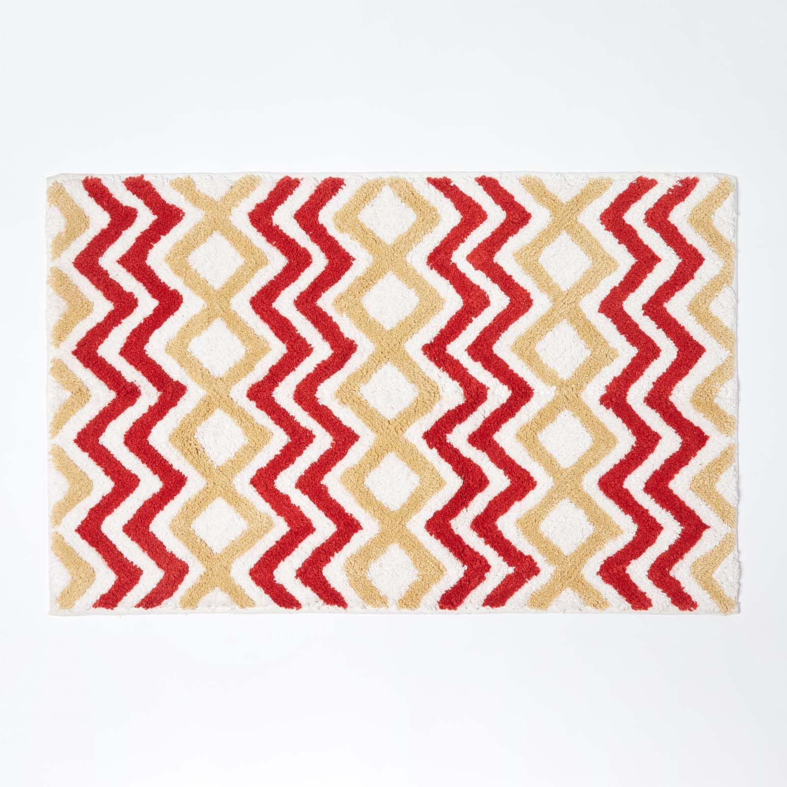 Homescapes Orange And Mustard Chevron Cotton Bath Mat from B&Q