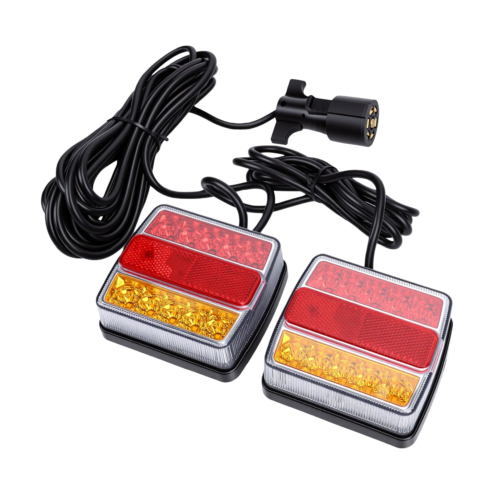 Yctze Magnetyczny Zestaw świateł LED do Holowania Przyczepy z 24-stopowym Kablem, 7-pinową wtyczką, światłami Holowniczymi, IP68 Wodoodpornymi, 12V światłami Tylnymi, Hamowania,