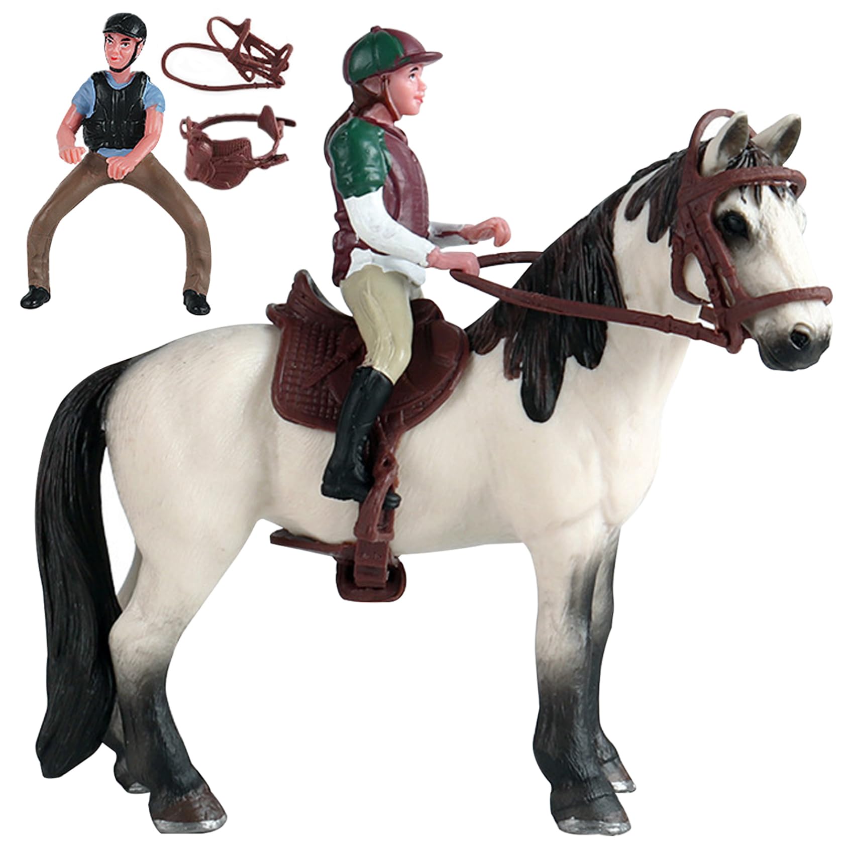 HDBHSBE Horse Toys Set, Horse and Rider Toy Set Detachable Riding Figurines Model Farm Figures Toys Club Decorations Plastic Educational for KidsHorse