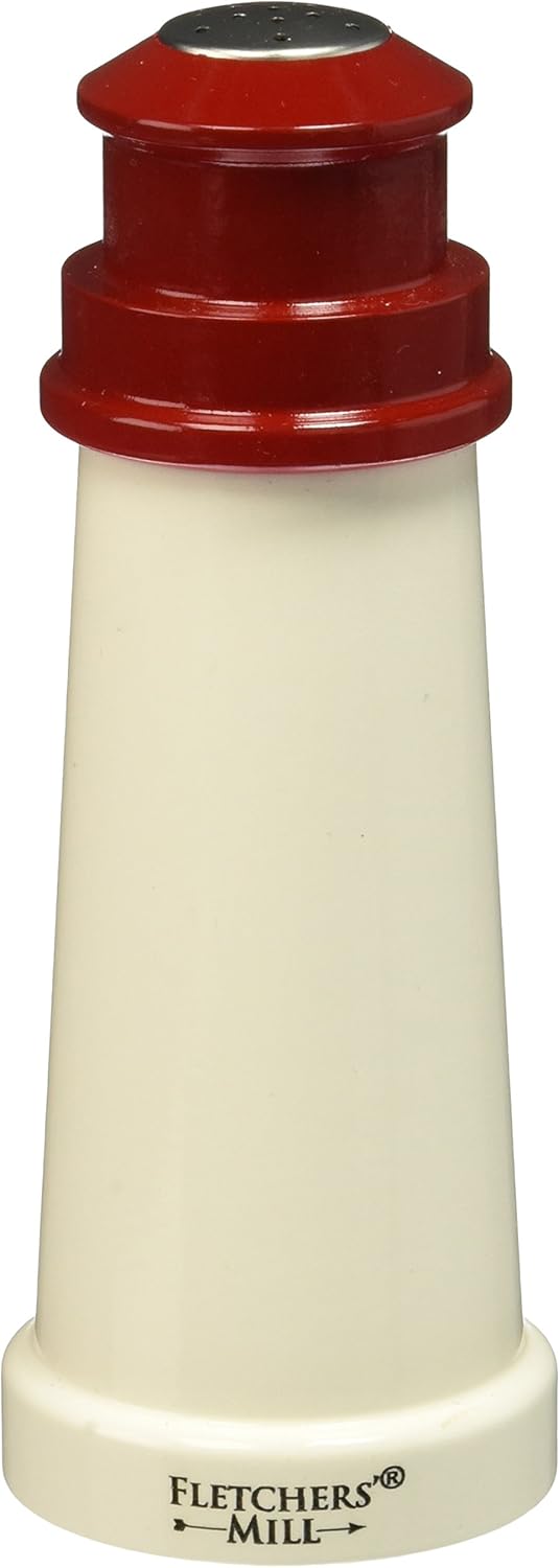 Fletchers' Mill Lighthouse Salt Shaker, White/Red 6 Inch