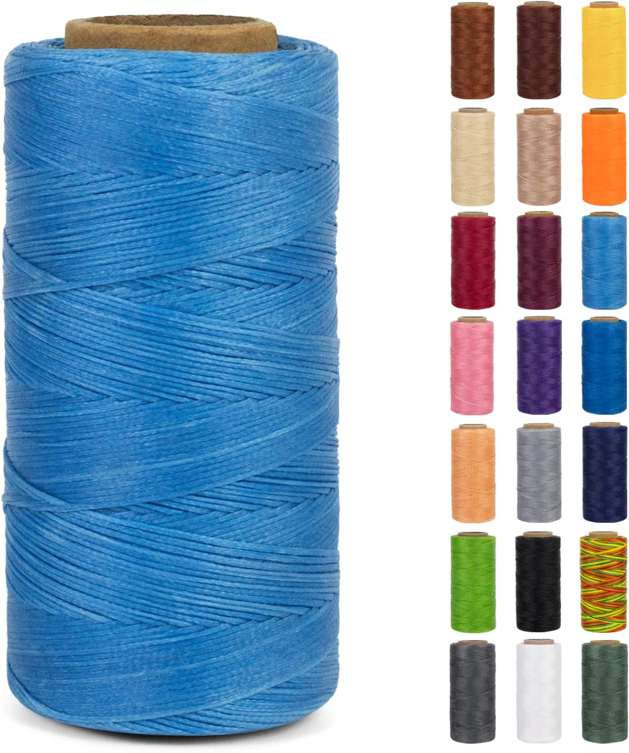 LEREATIWaxed Thread, 284 Yards 150D 0.8mm Leather Sewing Thread Flat Waxed Cord, Leather Repair Weave String for Leather Stitching Sewing, Bookbinding, Bracelets, DIY Crafts (Sky Blue)