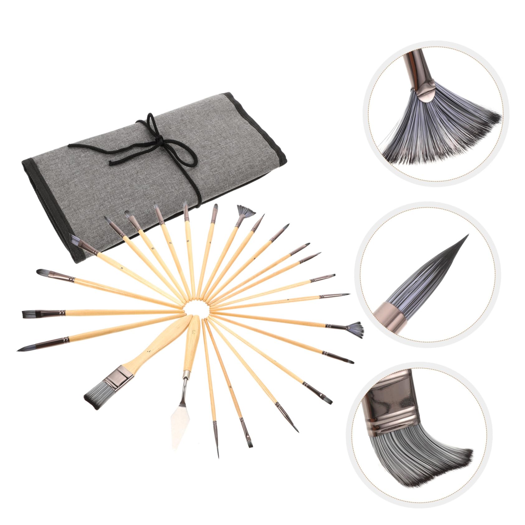 PLAFOPE Set de Pinceaux D’Artiste et Bois en Nylon Lot de 24 Polyvalents pour Détail et Création Artistique pour Aquarelle, Peinture Acrylique et Huile