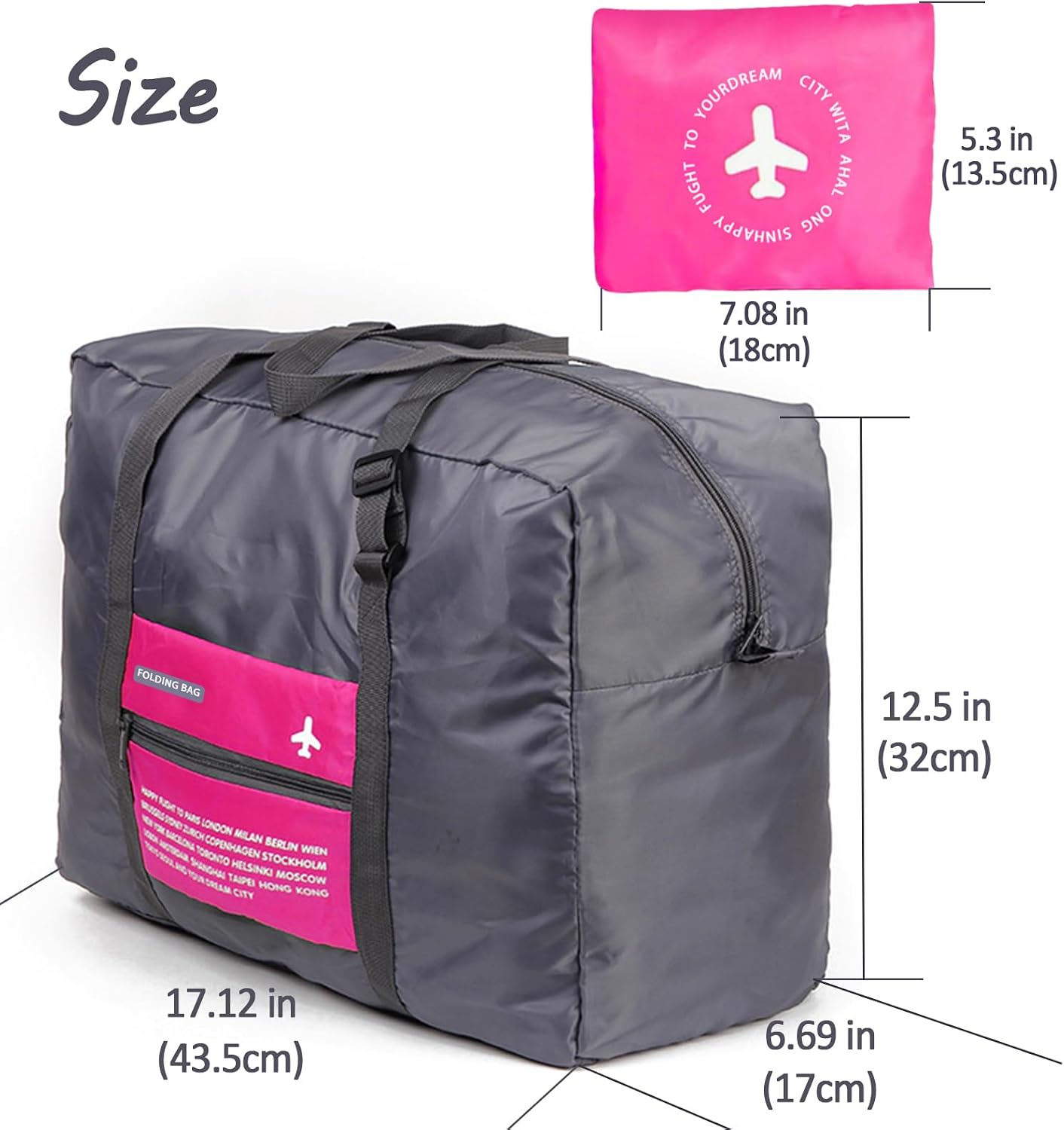 Travel Bag Foldable Duffle Bag for Women and Men Lightweight Luggage Tote Bag Bulk Carry on Personal Item Bag for Airlines Weekender Overnight Tote (Pink 24PCS) image 2