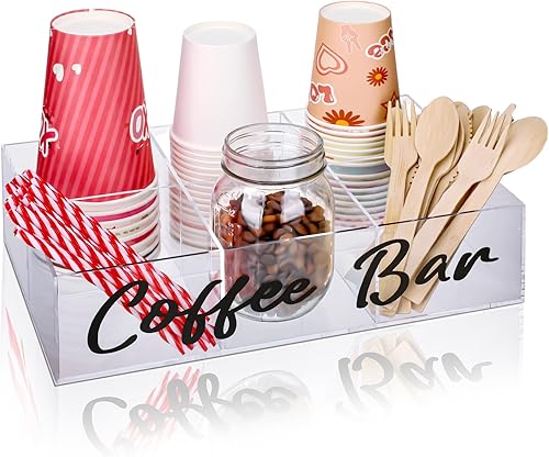 Organizador de estación de café de acrílico, organizador de barra de café para encimera, soporte de café para almacenamiento de cápsulas de café,