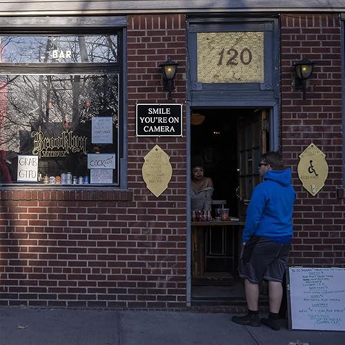 Miniatura 5 de Paquete de 2 carteles reflectantes de aluminio de 10 x 7 pulgadas con texto en inglés "Smile You're On", sin óxido, protección UV y resistente a la