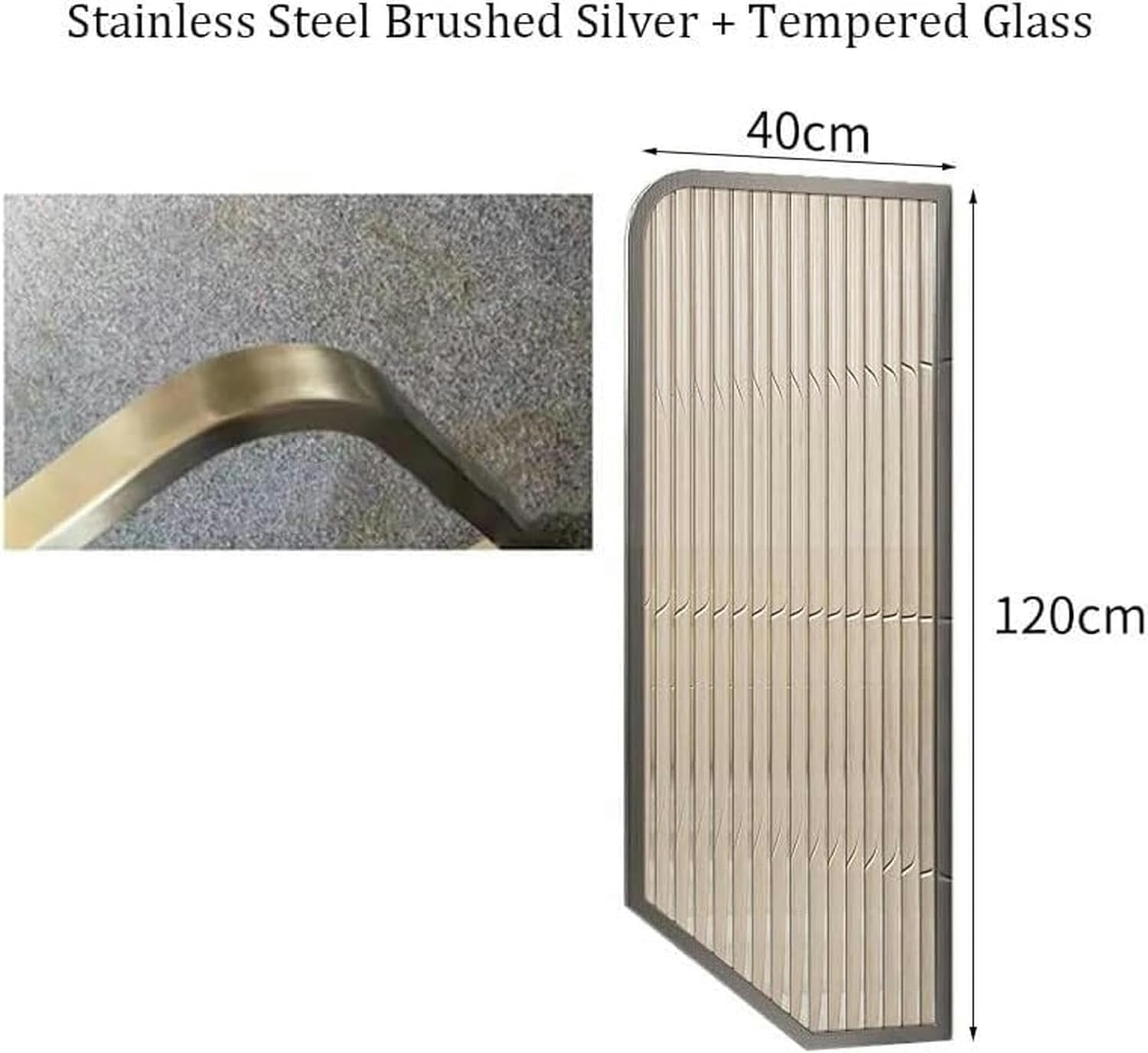 Toilet Partition Urinal Privacy Screen,Wall-Mounted Decorative Partition Protection Screen Divider,Metal and Translucent Glass Panel Partition Wall Divider -1, Silver