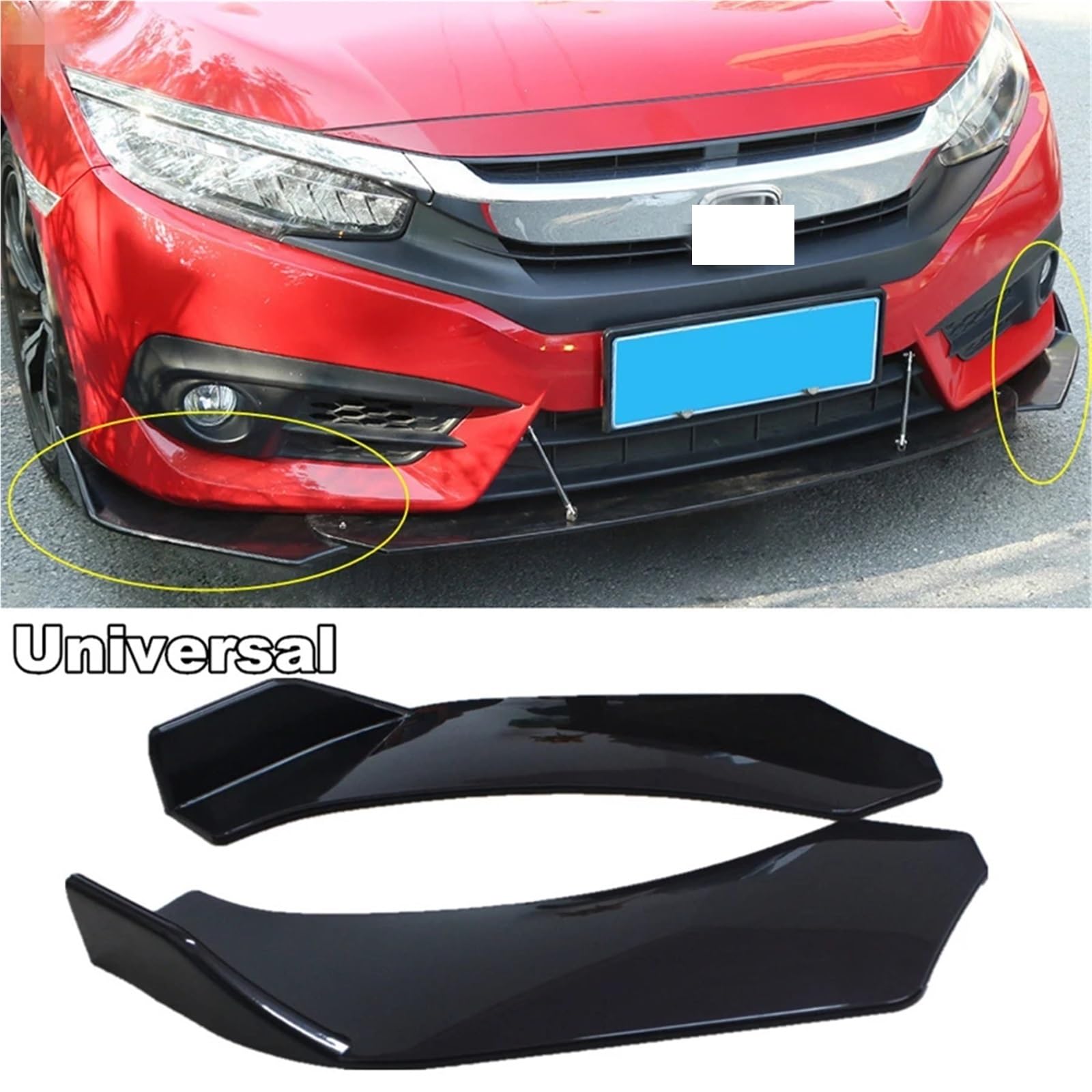 Front Spoiler Lippe 2 Stücke Schwarz Auto Front Stoßstange Diffusor Canard Lip Body Schaufeln Splitter Protector Kit