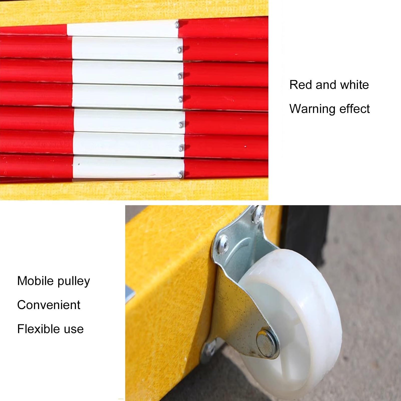 Barrière de Circulation rétractable - Clôture de Route/allée Pliable et Extensible avec Portail Ciseaux pour Chantiers - Hauteur : 1,2 m - Couleur : Jaune - Dimensions :