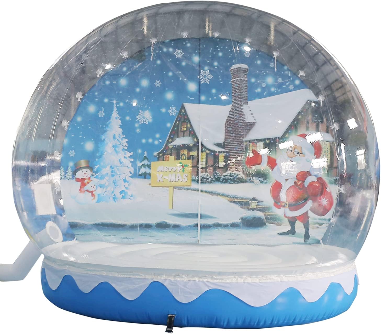 SAYOK Christmas Decoration Inflatable Snow Globe Transparent Bubble Tent with Printed Background Blower and Pump, 9.84ft