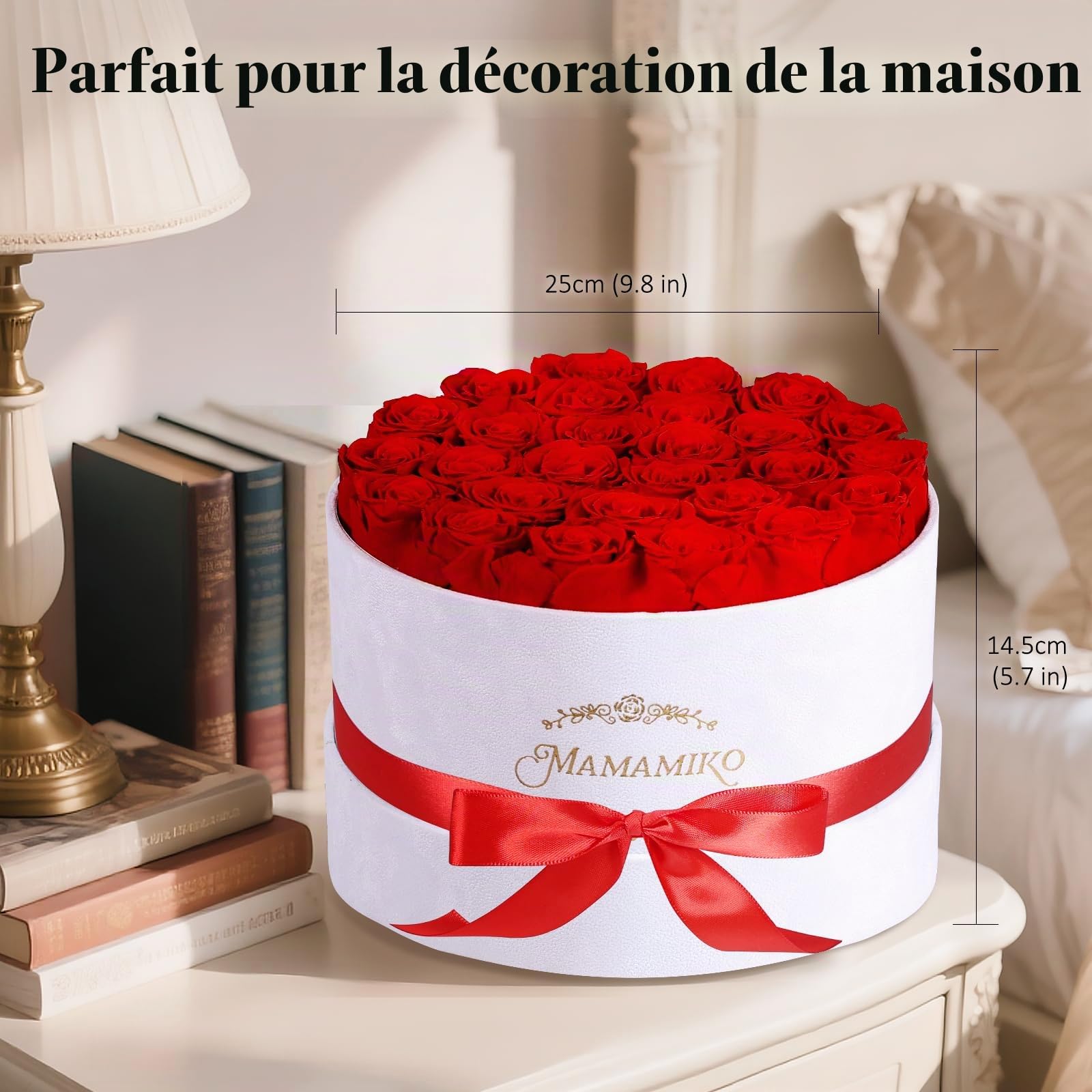 27 Roses Éternelles Rouges en Boîte, Fleur Éternelle, Cadeau Femme