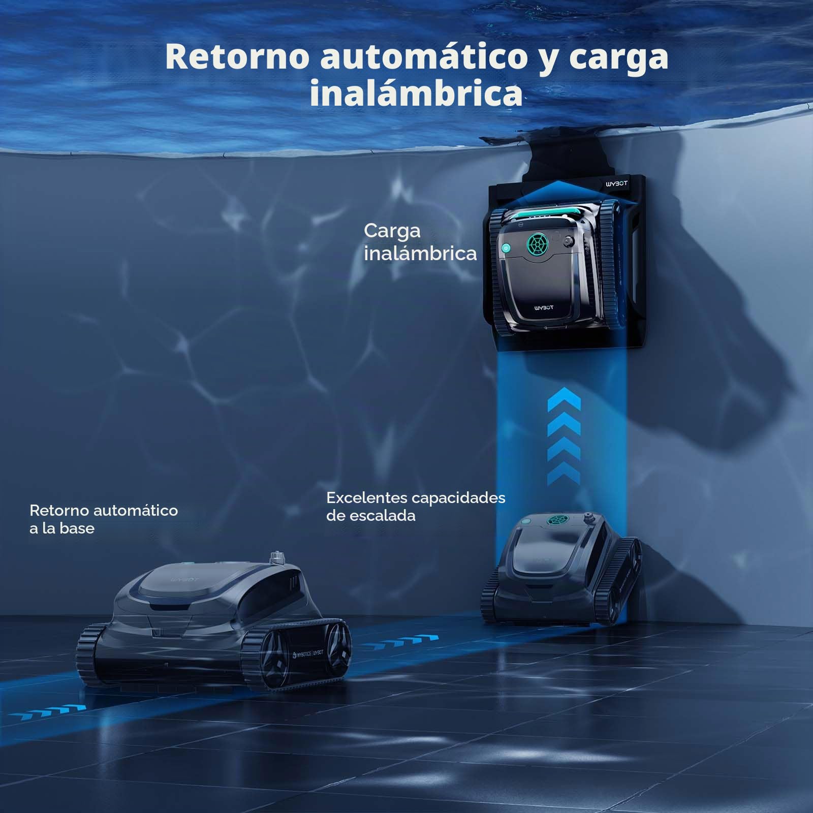 WYBOT S2 Solar Robot para Piscinas, con Plan De Limpieza Inteligente, Limpieza Parcial De Precisión, Retorno Automático Y Carga Solar, Sistema De Adsorción 3D, Covers 300 m² (Gris)