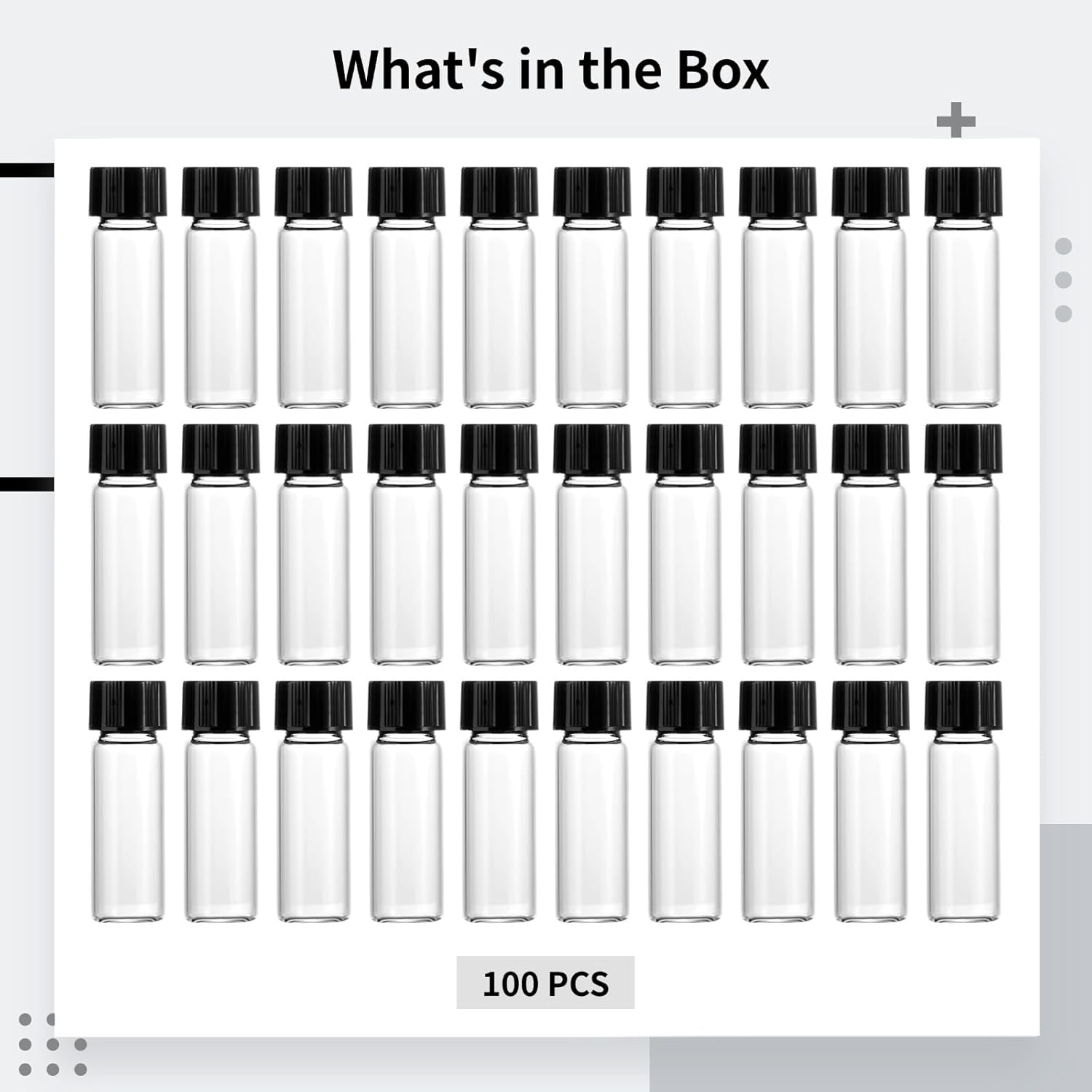 4Ml Glass Vials, 100-Piece Set, Clear Bottles with Screw Cap, Airtight Storage Containers for Essential Oils, Perfumes, and Lab Samples
