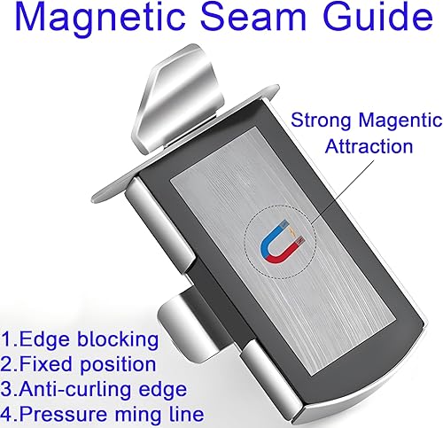 Miniatura 3 de Guía de costura magnética mejorada para máquina de coser, guía de costura magnética con clip, guía de hemmer, guía de costura, regla de costura de