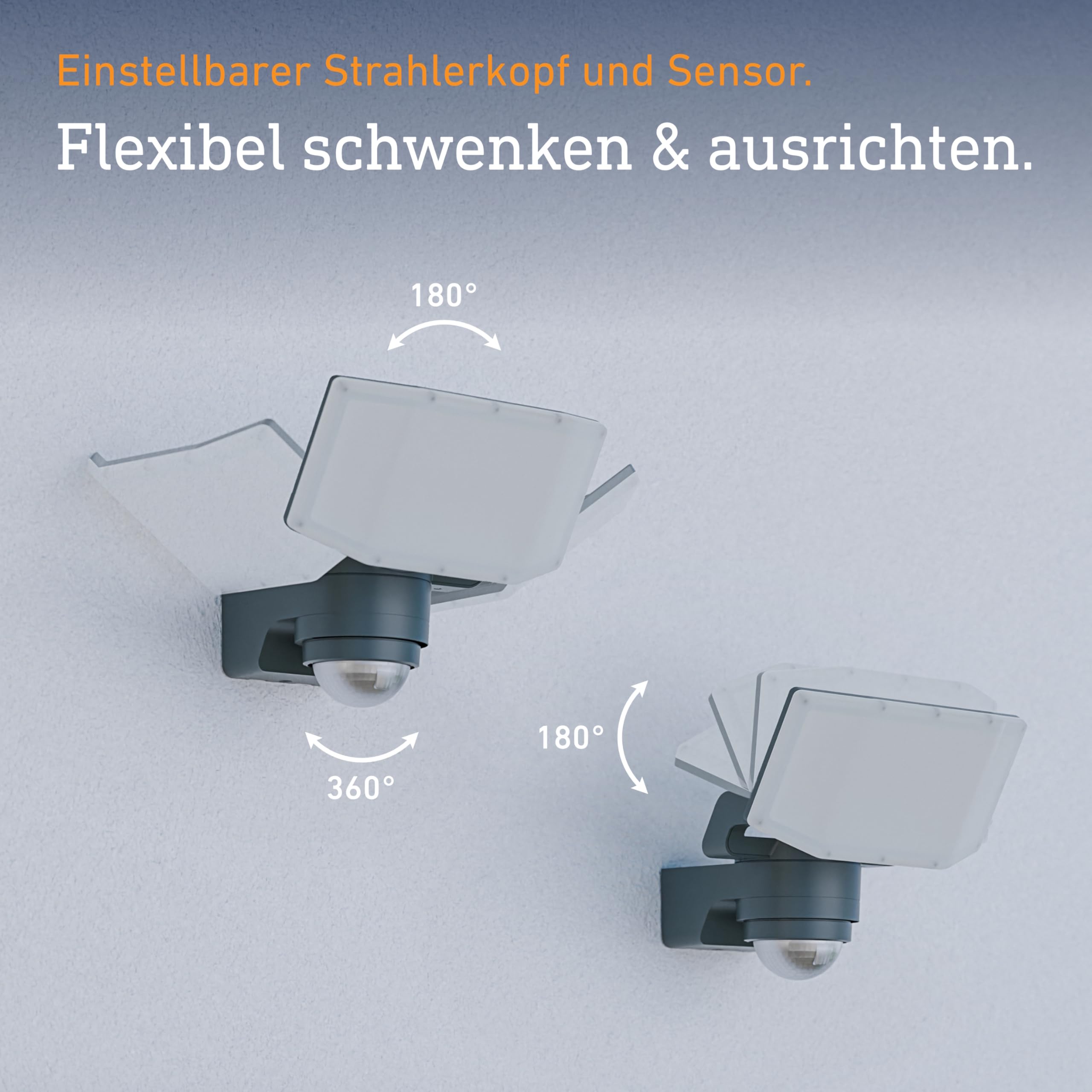 Steinel LED Strahler XLED PRO Expanse SC Anthrazit, 240°/12 m Bewegungsmelder, smartes Panorama Flutlicht, LED Panel voll schwenkbar, 3000K, IP54