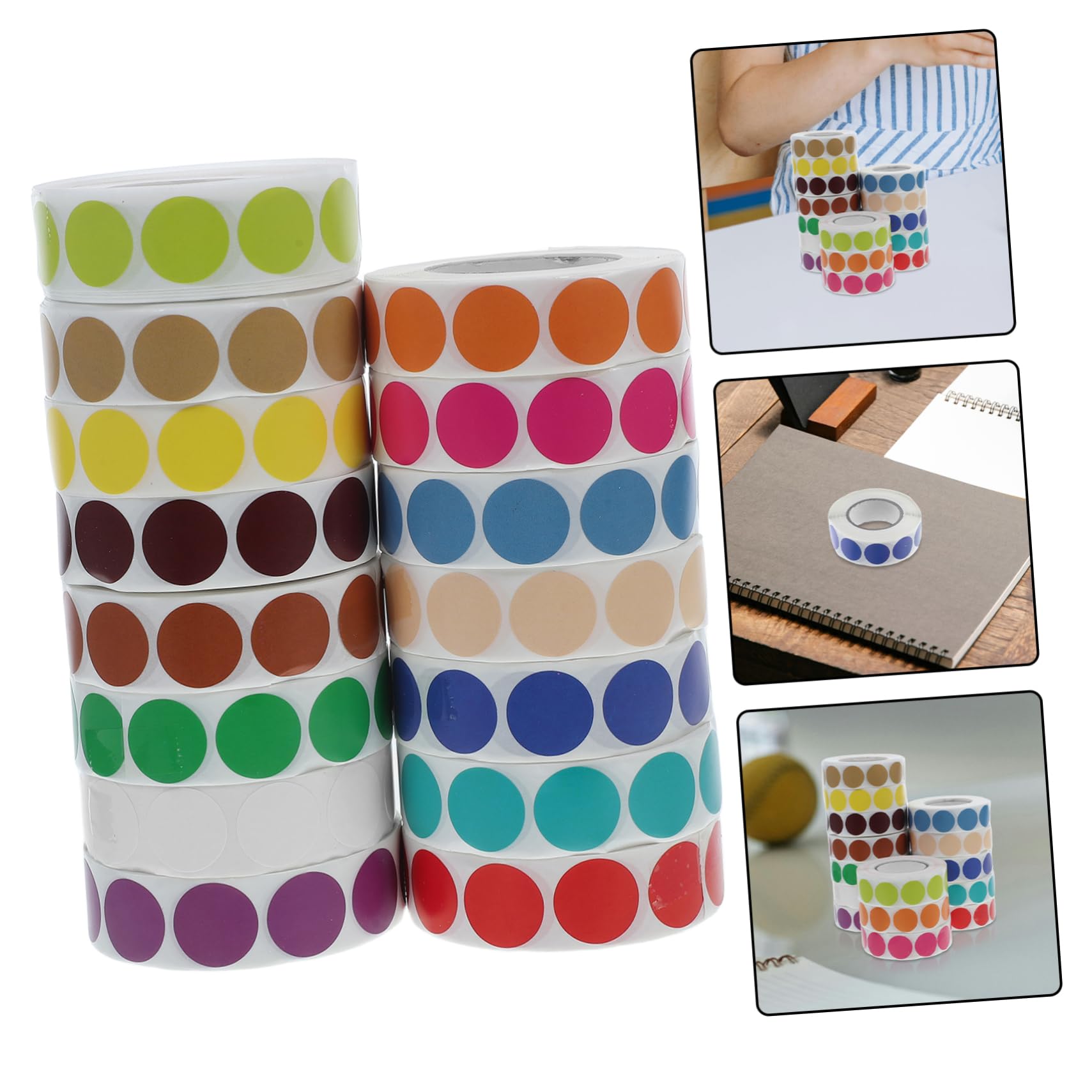 Lurrose 15pezzi Etichette Circolari Pois Autoadesive e Nastro Scrivibile per Organizzazione Etichettatura Alimentare e Progetti Fai da Te Varietà di Colori per Diverse Applicazioni