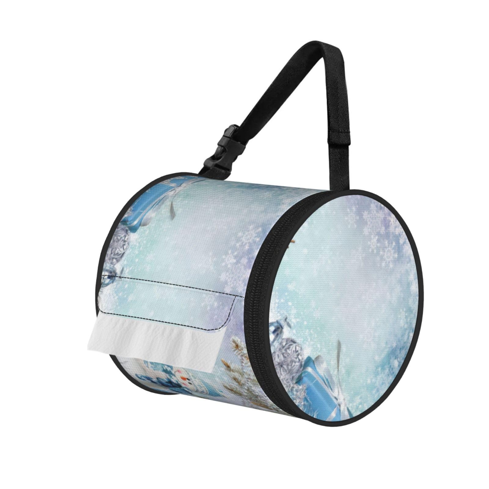 Cute Snowman 1 Print Fashion Tissues Organizer Box, Hanging Tissue Holder For Purse Coins For Car Office Daily Outing