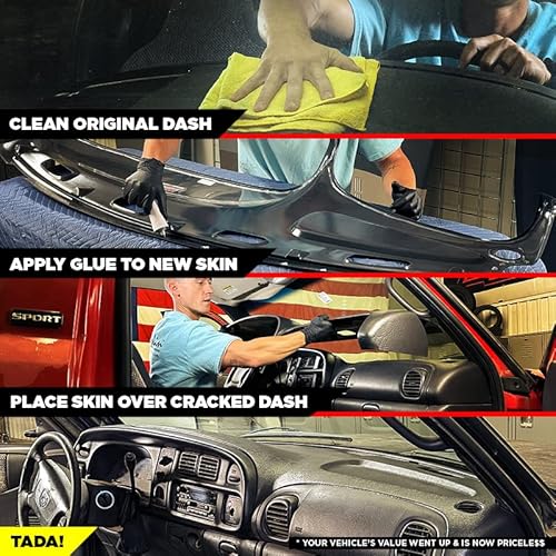 Dashskin American Made Molded Dash Cover Compatible With 98-01 Dodge Ram In Camel - Easy Second Gen Cracked Dash Fix #TOP2