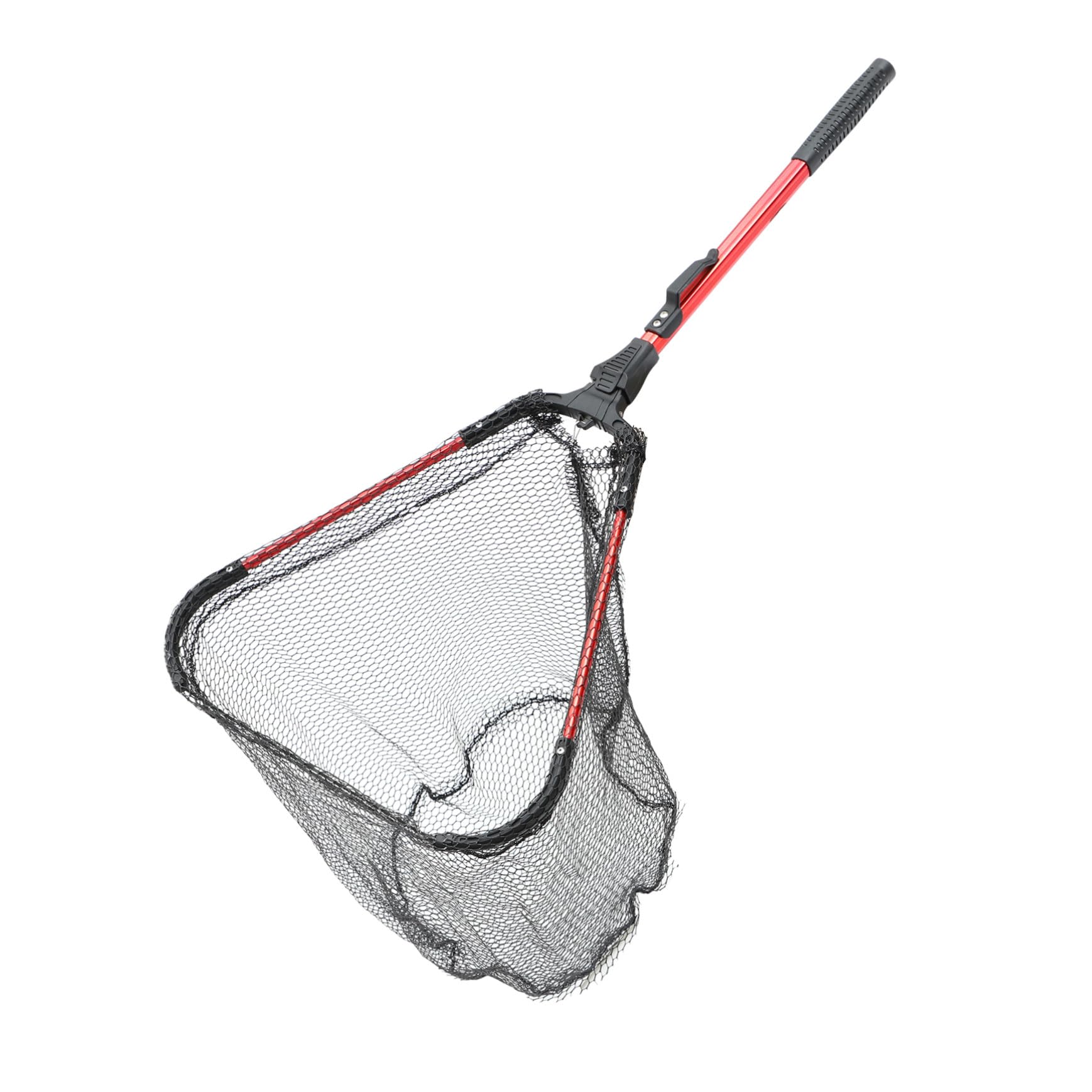Red de Pesca Manual Telescópica Triangular Plegable de Aleación de Aluminio Reforzada Mango Rojo para Pesca en Ríos Lagos y Embarcaciones