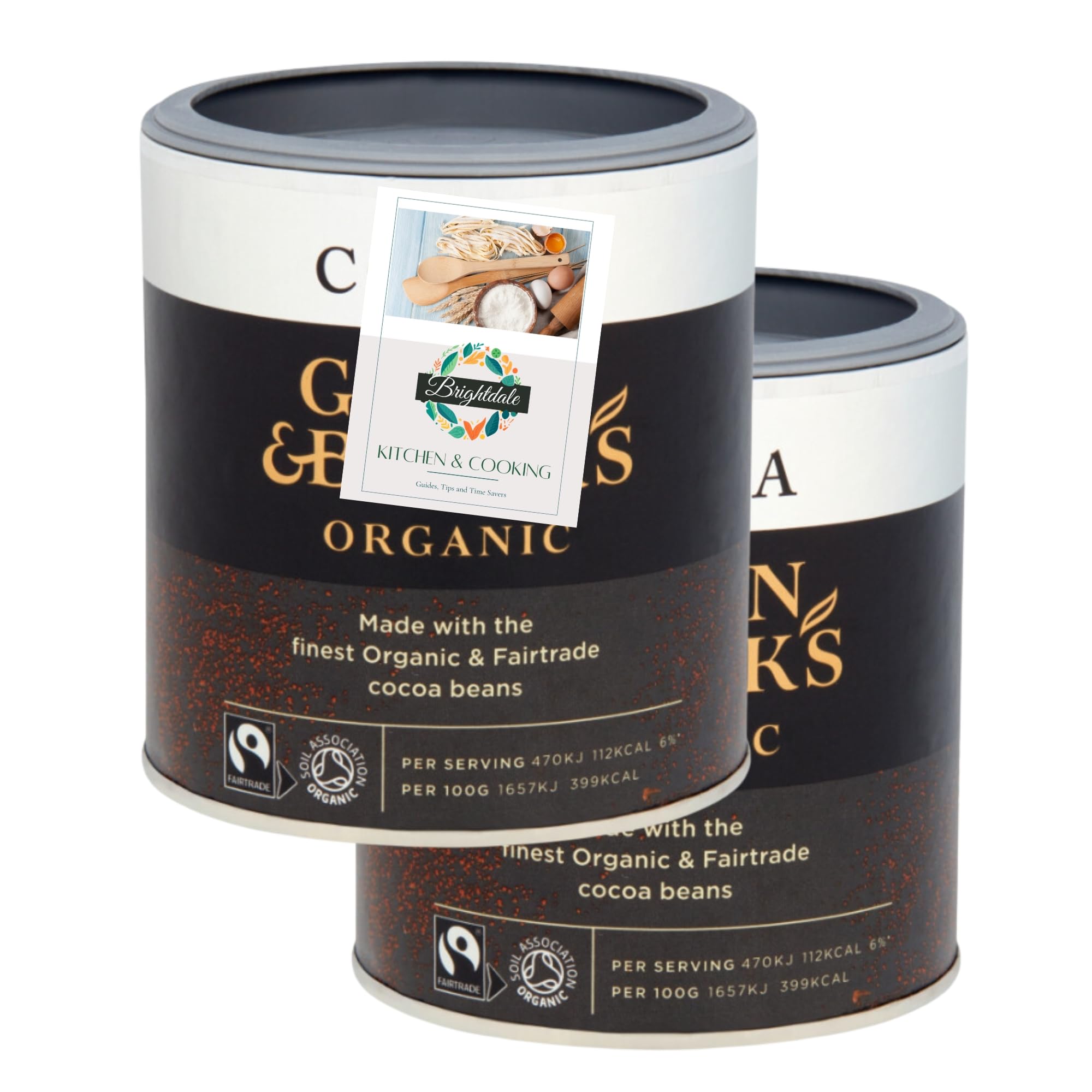 Cocoa Powder Bundle Green & Blacks Organic Cocoa Powder 125g 2 Pack + Brightdale Kitchen Booklet