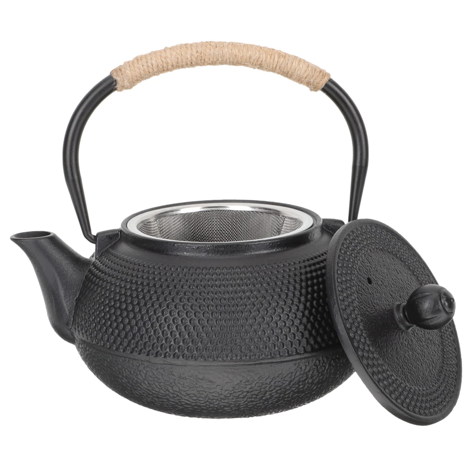 Tetera de Hierro Fundido Tetsubin Negra de 800ml para Té | Infusor, Asa Cómoda, Limpieza Sencilla Retención Térmica, Uso Doméstico, Acabado Tallado