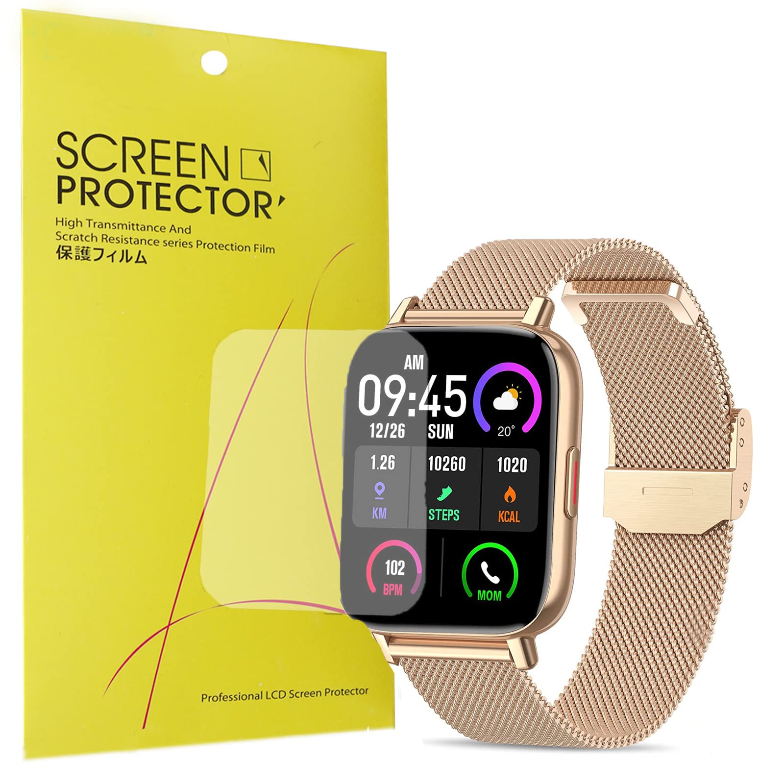 Compatible for AooDen Smart Watch Screen Protector, [6 Pack] onetuo Premium High Definition Ultra HD Film Compatible with AooDen 1.69" Smart Watch (6 Pack)