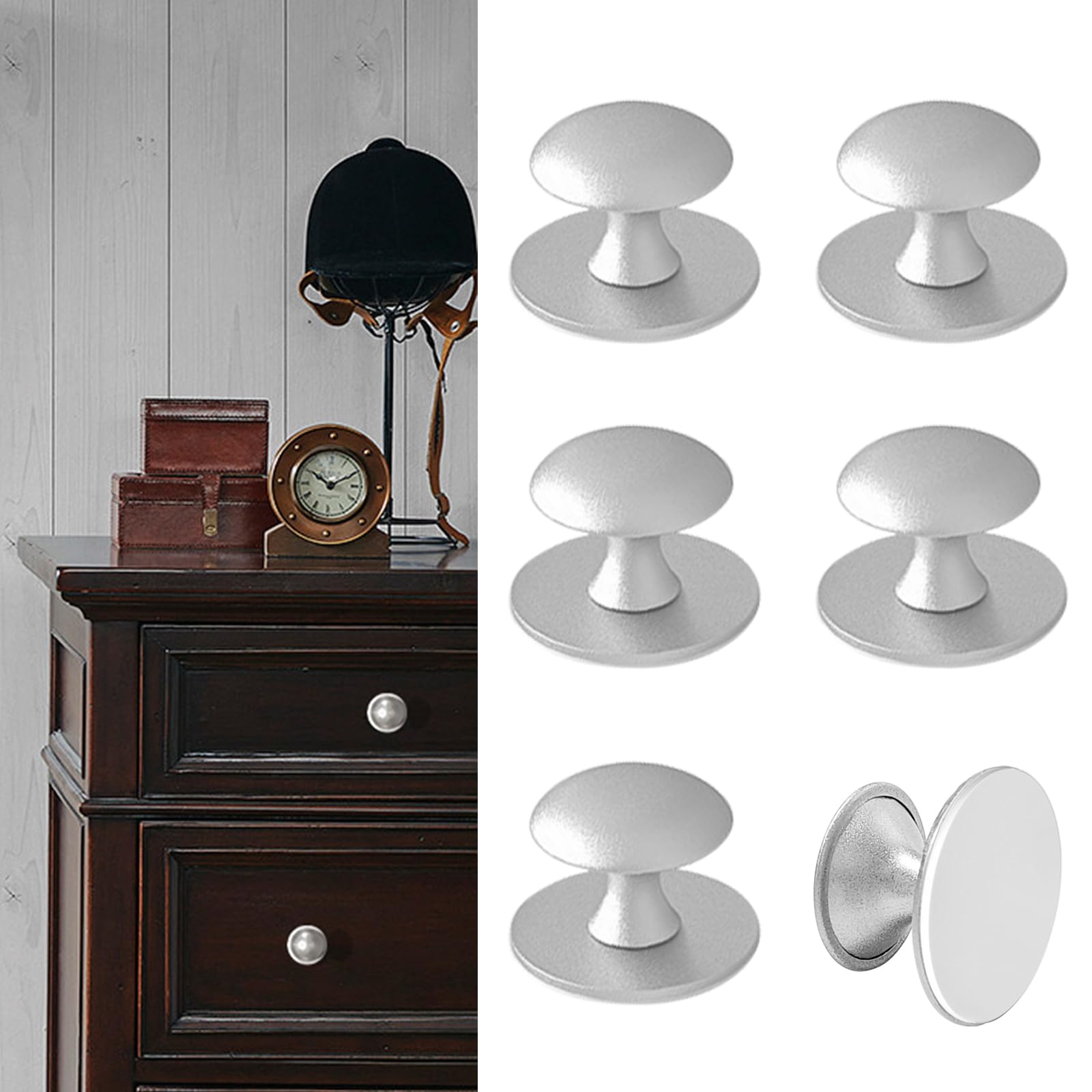 CcHhyyt 6 stuks zelfklevende knoppen voor kast, goud, zelfklevende kastknoppen van roestvrij staal, knop om te plakken, voor laden, douchedeur, spiegelkast, glazen deur, deurknop, zonder boren