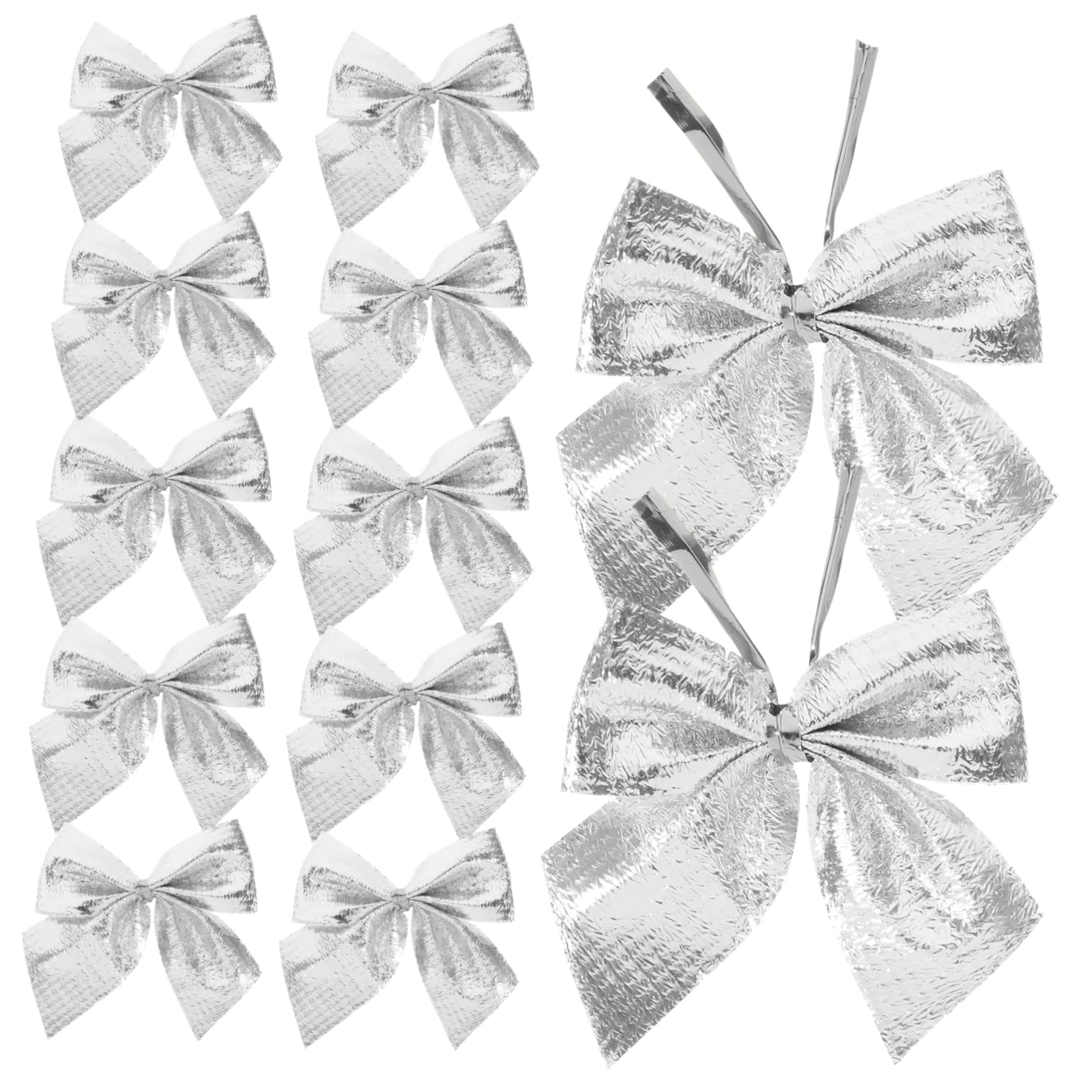Adorno de Navidad lazo decorativo plateado de tela para árboles y fiestas pack 480