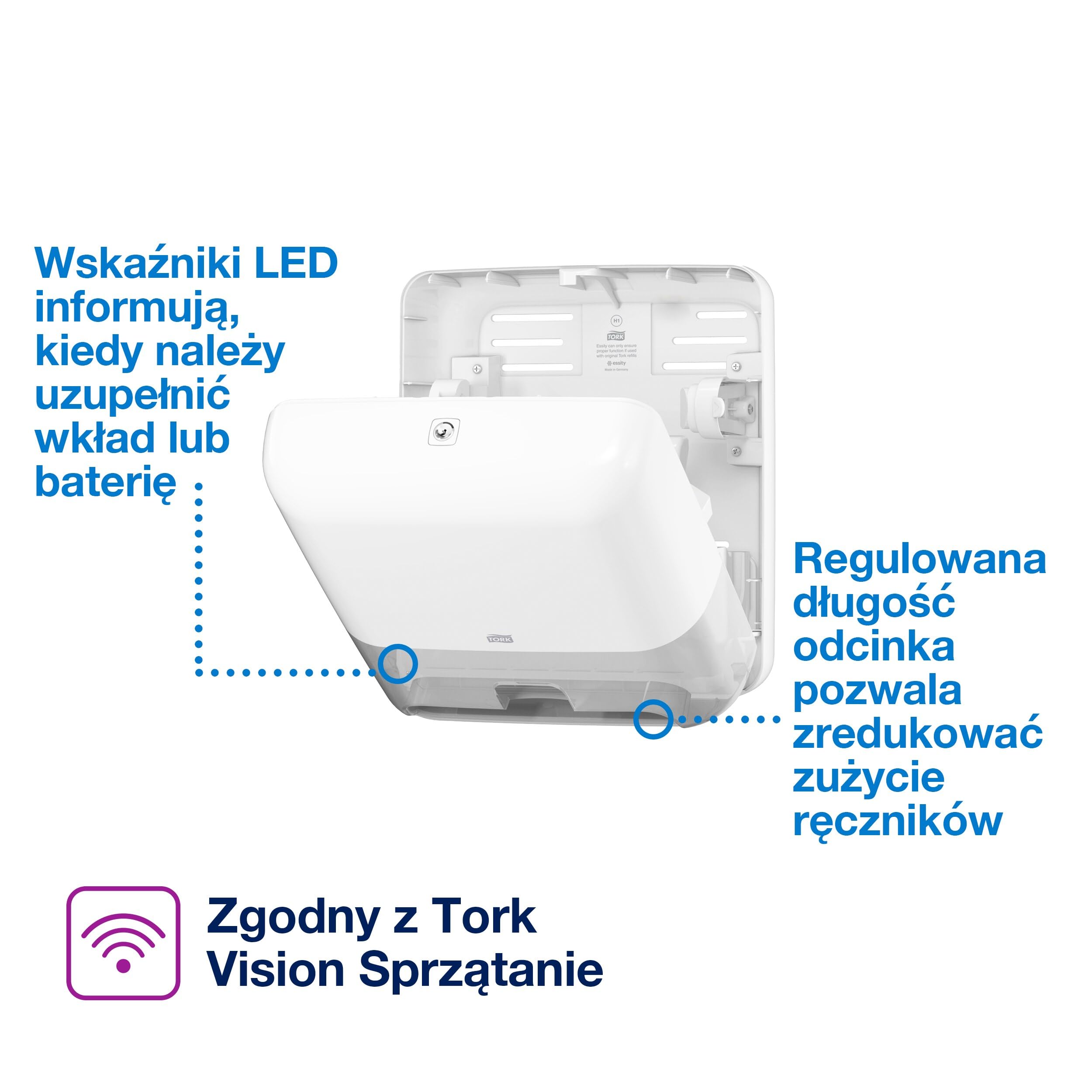 Tork Matic dozownik do ręczników papierowych w roli z sensorem Intuition, biały, H1, dozowanie po jednym odcinku, linia Elevation, 551100