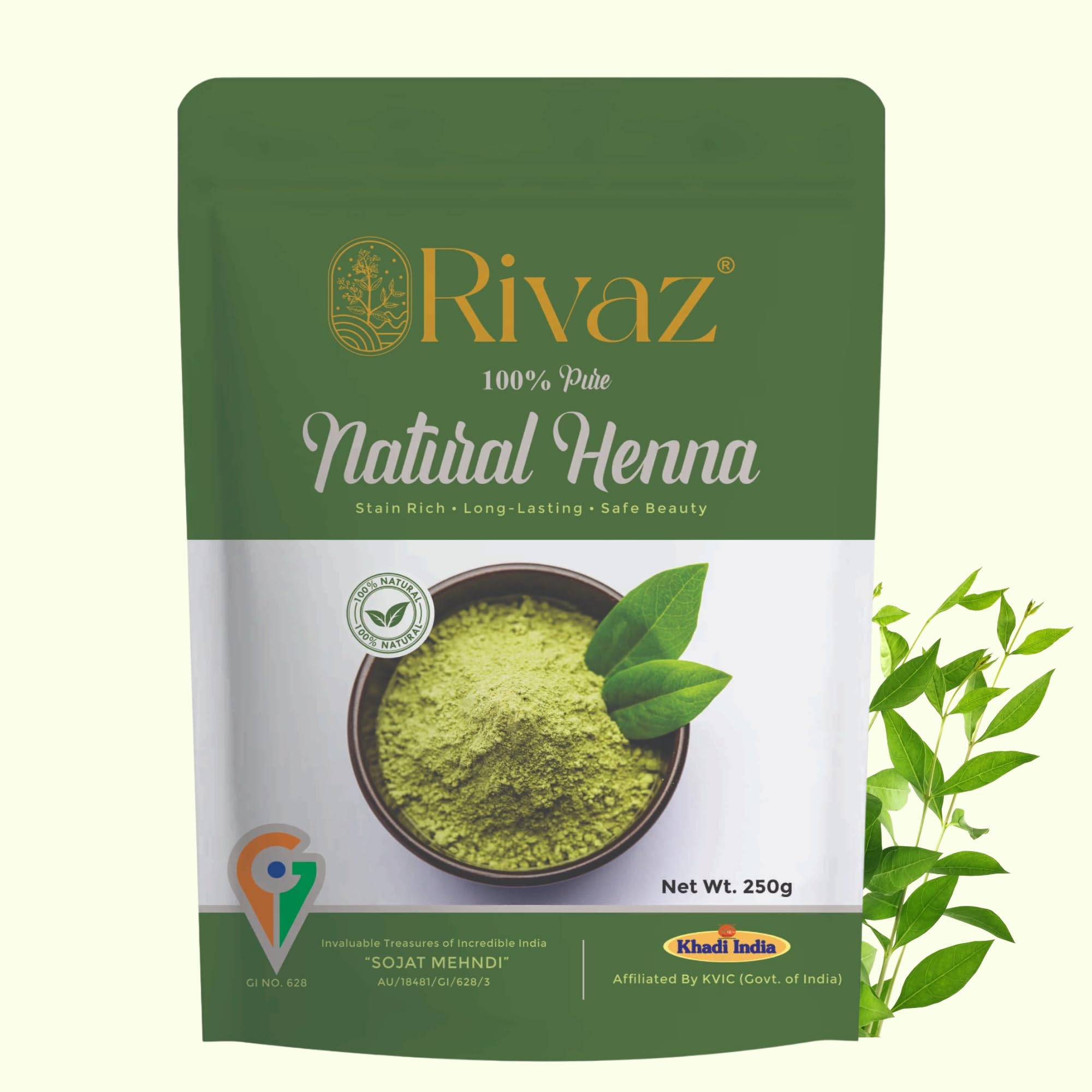 Rivaz 100% Pure Natural Henna Powder for Hair & Hand | Triple shifted henna powder | Lawsonia Inermis | Special Bride & Groom henna | Rajasthani Sojat G.I. Tagged Henna (250g)-picture-11