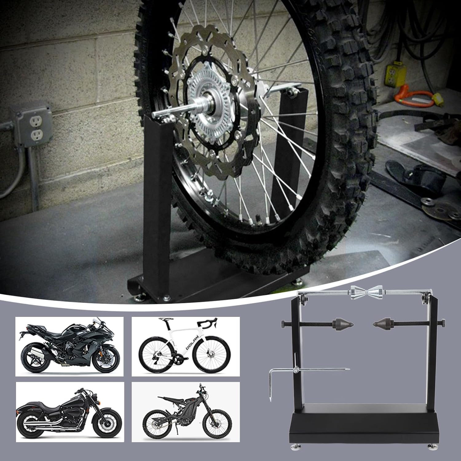 Pissente Motorcycle Bike Wheel Balancer Wheel Balancing and Truing Stand Rim Tire Alignment Balancing Tools