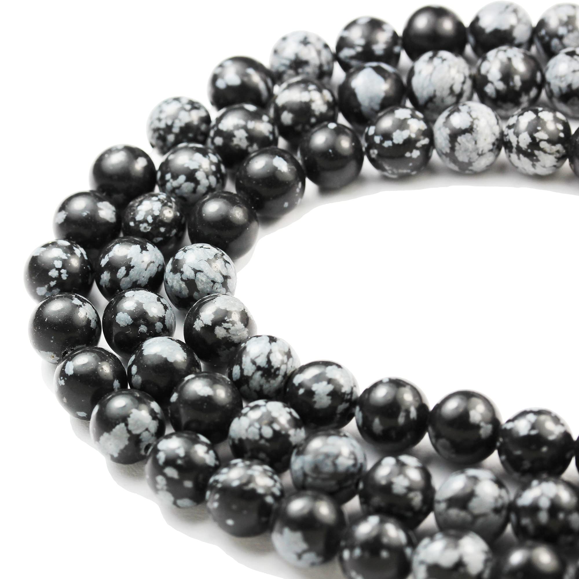 Collier En Obsidienne Flocon De Neige – Perles 1cm – Pierre Naturelle