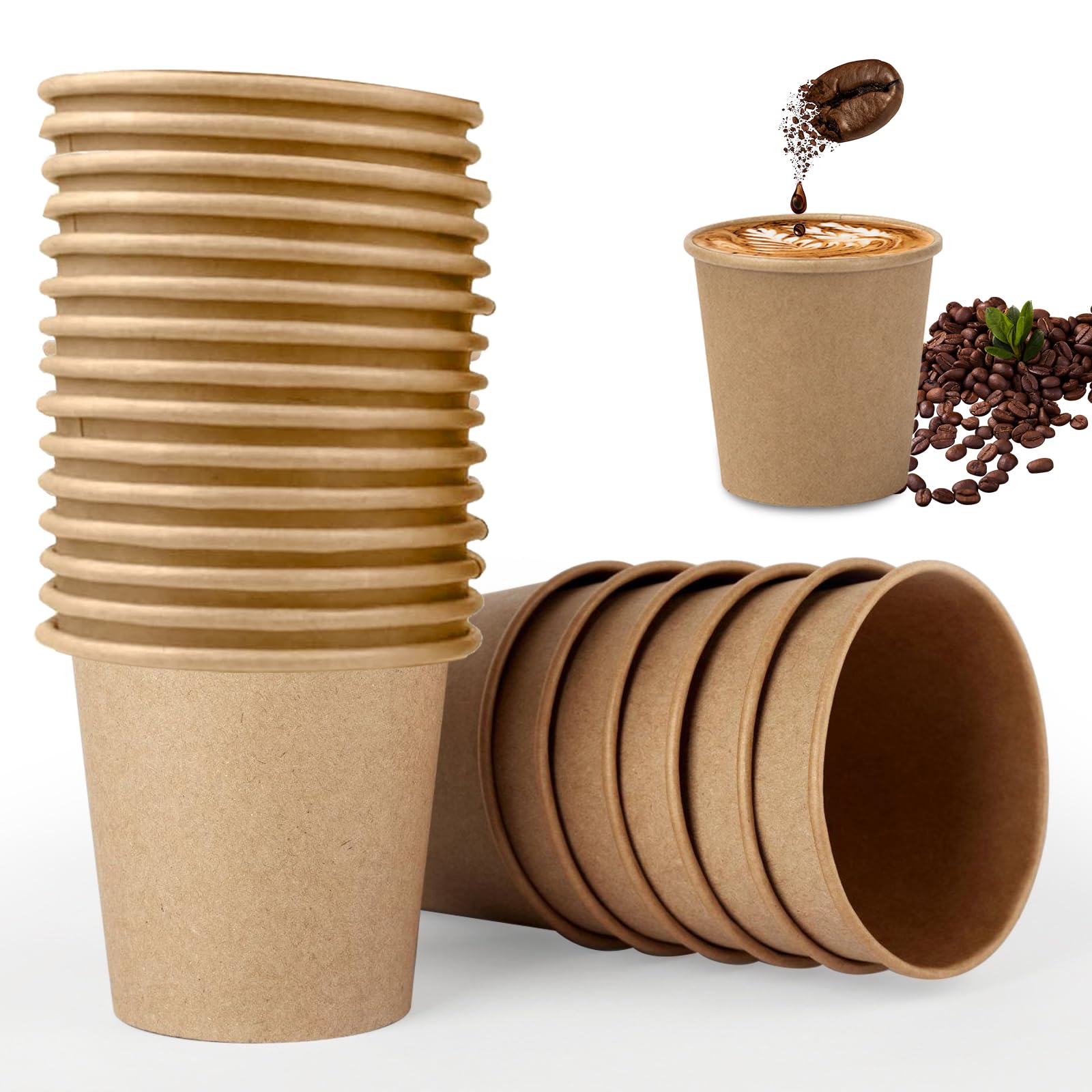 GoBeTree 400 gobelets à café jetables en carton blanc 120 ml, gobelets