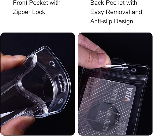 Miniatura 6 de Wisdompro Soporte para tarjetas de identificación con carrete retráctil, paquete de 2 portatarjetas de identificación transparente vertical de doble
