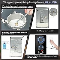 Vista 4 de Estufa de gas de 12 pulgadas, 2 quemadores de propano integrada, estufa de interior adecuada para combustible dual GLP/NG, estufa de gas de vidrio