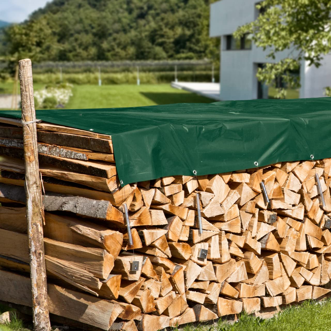 Windhager PVC Holz Schutz-Plane Premium, Allzweckplane, Abdeckplane für Draußen, Gewebeplane, UV-stabilisiert, Grammatur 510 g/m², 1,5 x 3 m