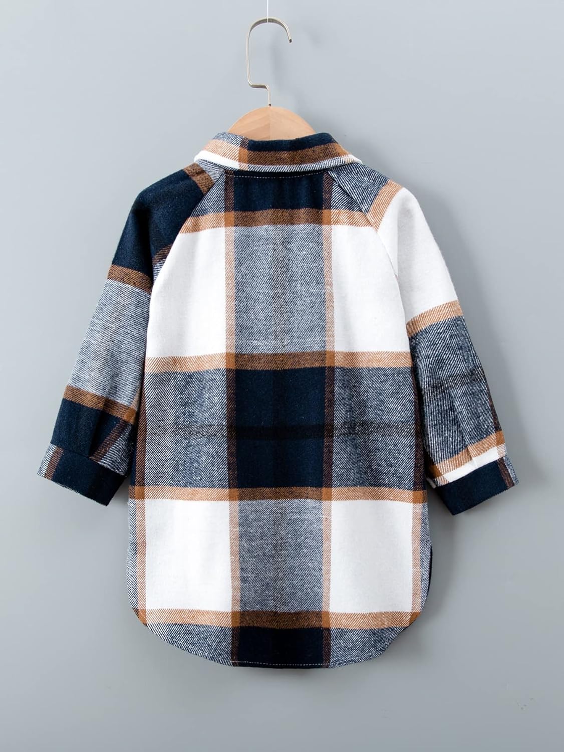 Kids Little Baby Plaid Flannel Shirt Casual Lapel Button Down Shirts Toddler Long Sleeve Plaid Blouses Coats Jackets - Image 3