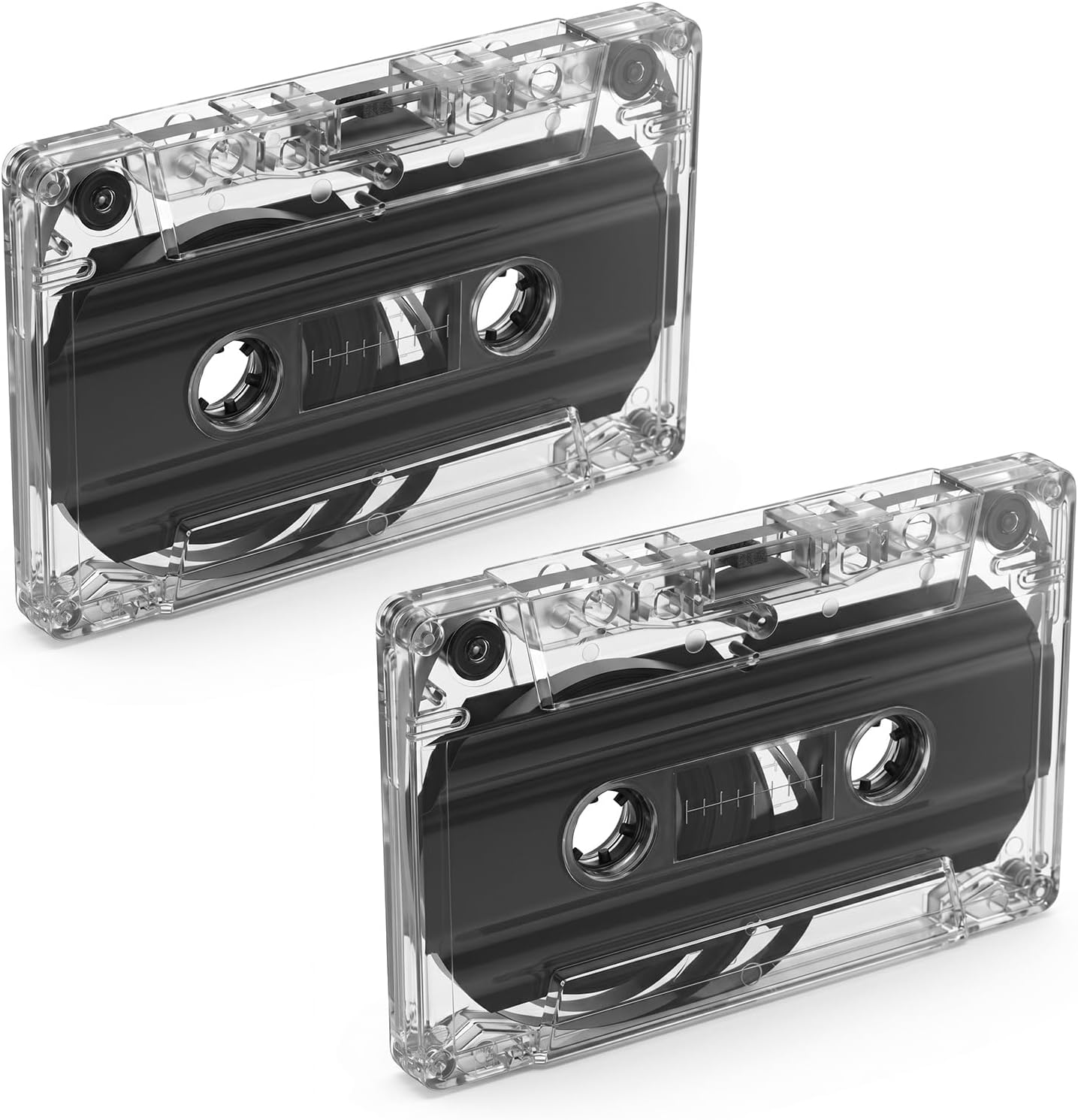 JIEYAO 2Pcs Blank Cassette Tape, 60 Minutes Blank Clear Audio Recording Tape with Plastic Storage Case for Speech Music Recording Collectors