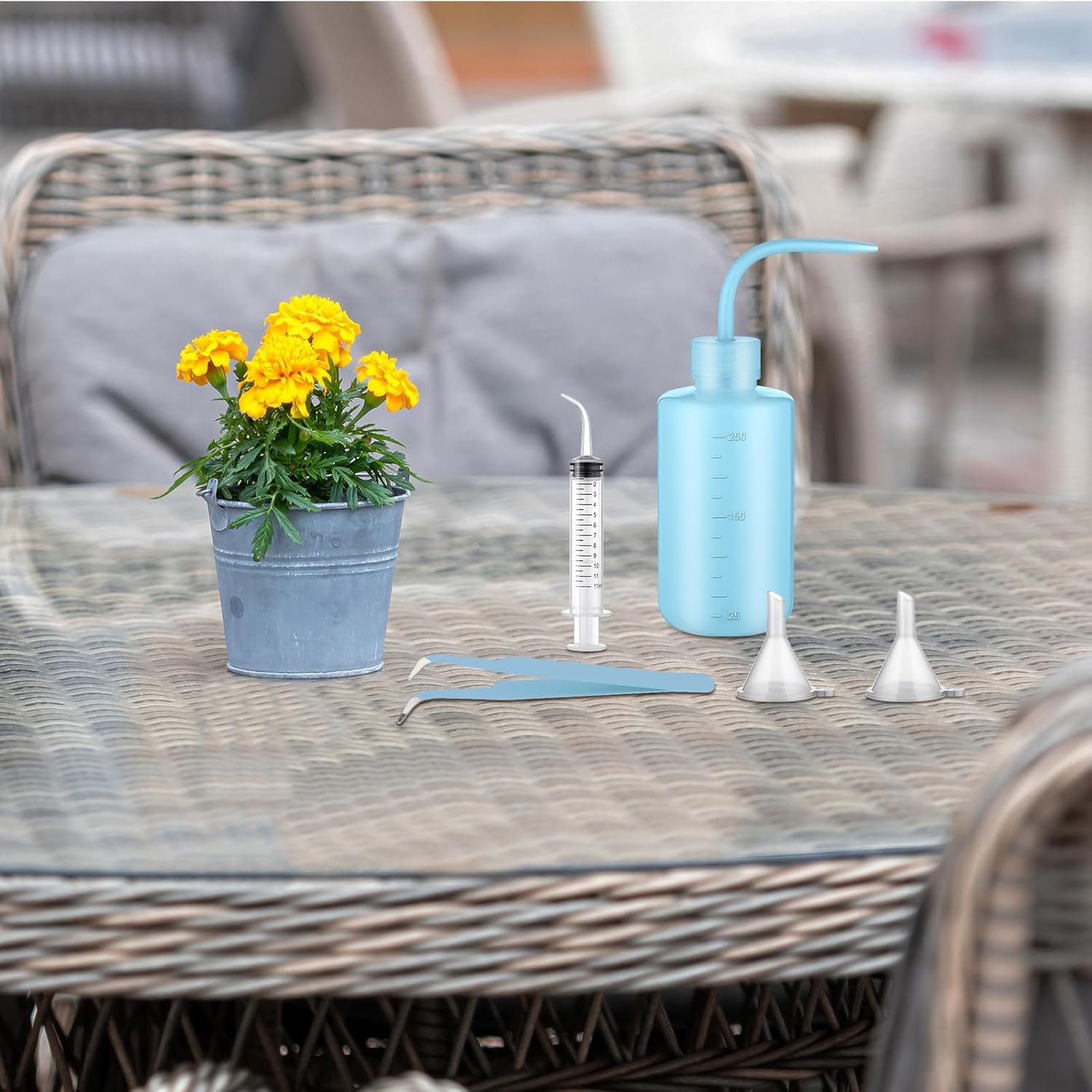 Teenyyou 5 Pcs Snow Globe Tumbler Supplies for Glitter Snow Globe DIY Contains Plastic Squeeze Bottle Small Funnel Tweezers Bent Syringe for Cup Making Supplies (Blue) - Image 5