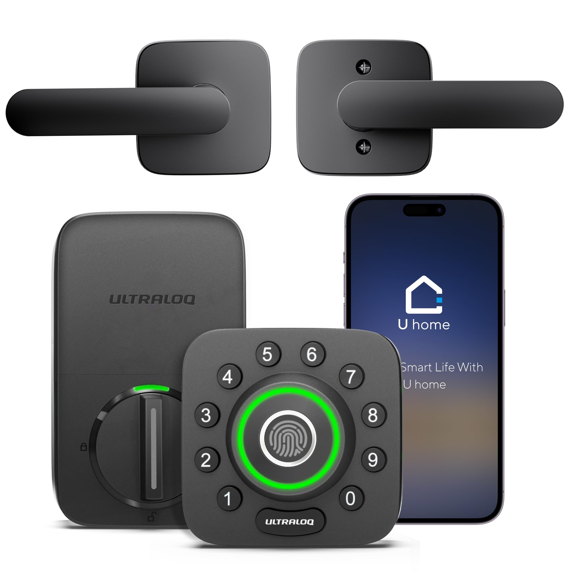 ULTRALOQ U-Bolt Pro Smart Lock with Door Lever Handle Set, 7-in-1