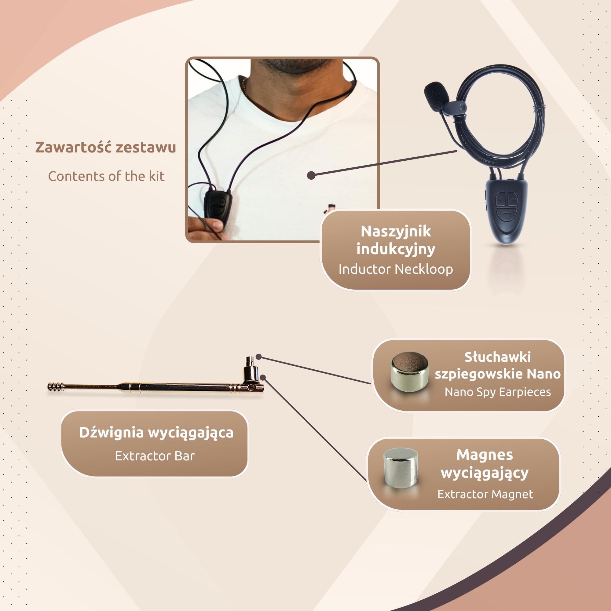 PingaOculto Bluetooth Słuchawka Szpiegowska na Egzamin Przewodowy (Nano V5) | Mikrofon przewodowy, Rozmowy i nagrania, iPhone i Android, Niewidoczna, Bezprzewodowa słuchawka, Ukryta słuchawka