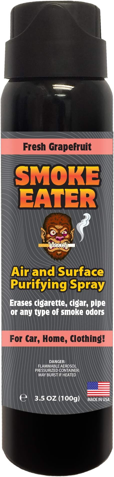 Smoke Eater - Breaks Down Smoke Odor at The Molecular Level - Eliminates Cigarette, Cigar or Smoke On Clothes, in Cars, Homes, and Office - 3.5 oz Travel Bottle (Fresh Grapefuit)