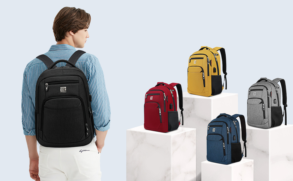 FOLOVEYA Sac à Dos Homme Grand Sac à Dos Ordinateur Portable Femme 15.6  Pouces avec USB Charging Port Sac a Dos PC Portable Sacs D'école pour  Voyage Travail Collège Imperméable Polyester Noir :