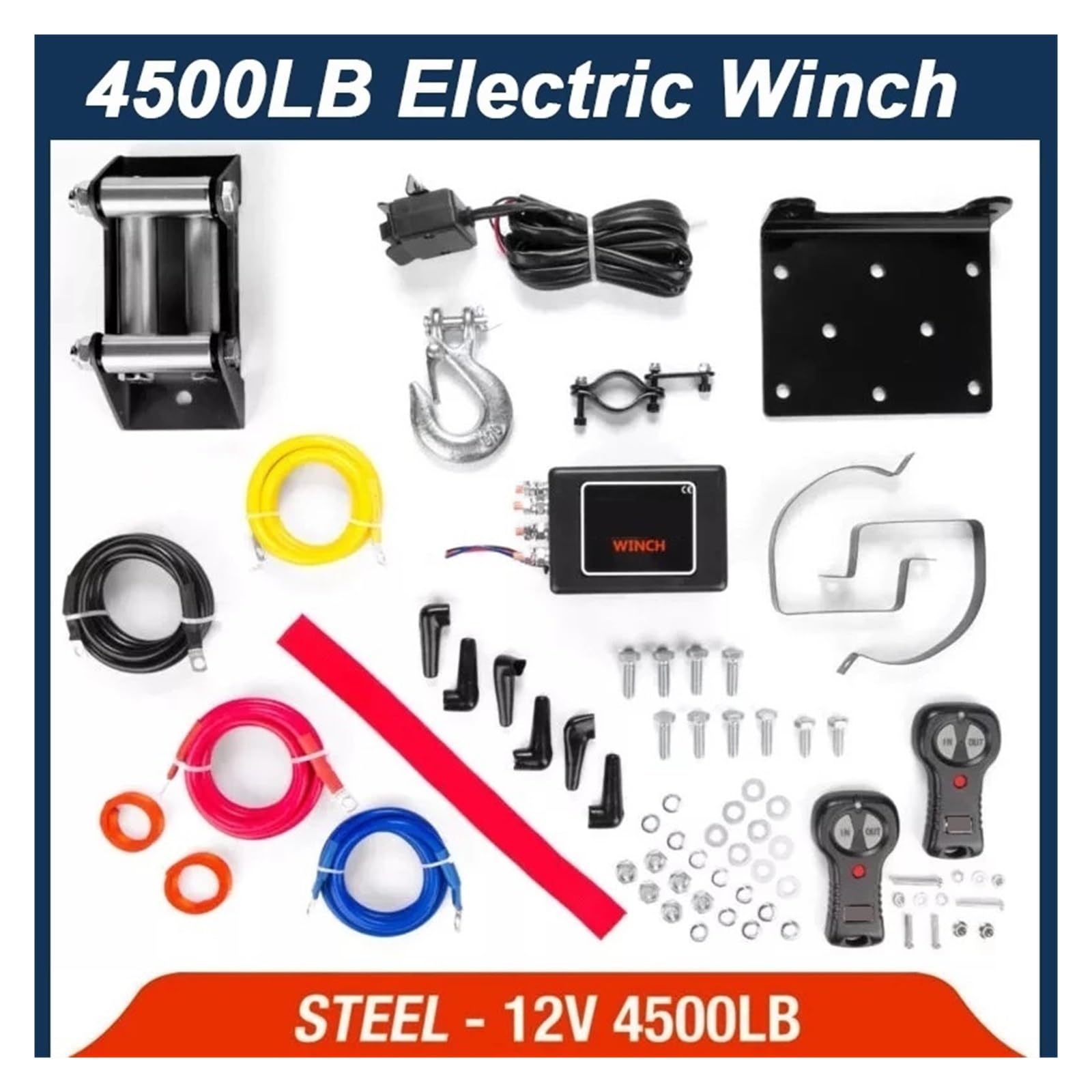 Verricello Elettrico 12V 4500lb Telecomando Set Heavy Duty ATV Rimorchio Verricello Elettrico in Acciaio Ad Alta Resistenza Potente Sicuro