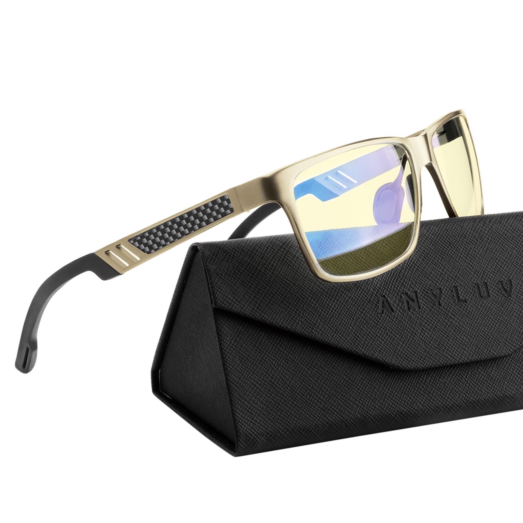 Gafas de luz azul ANYLUV para hombre y mujer, de metal Al Mg, que bloquean la luz azul de la computadora, alivian la fatiga visual y protegen los ojos.